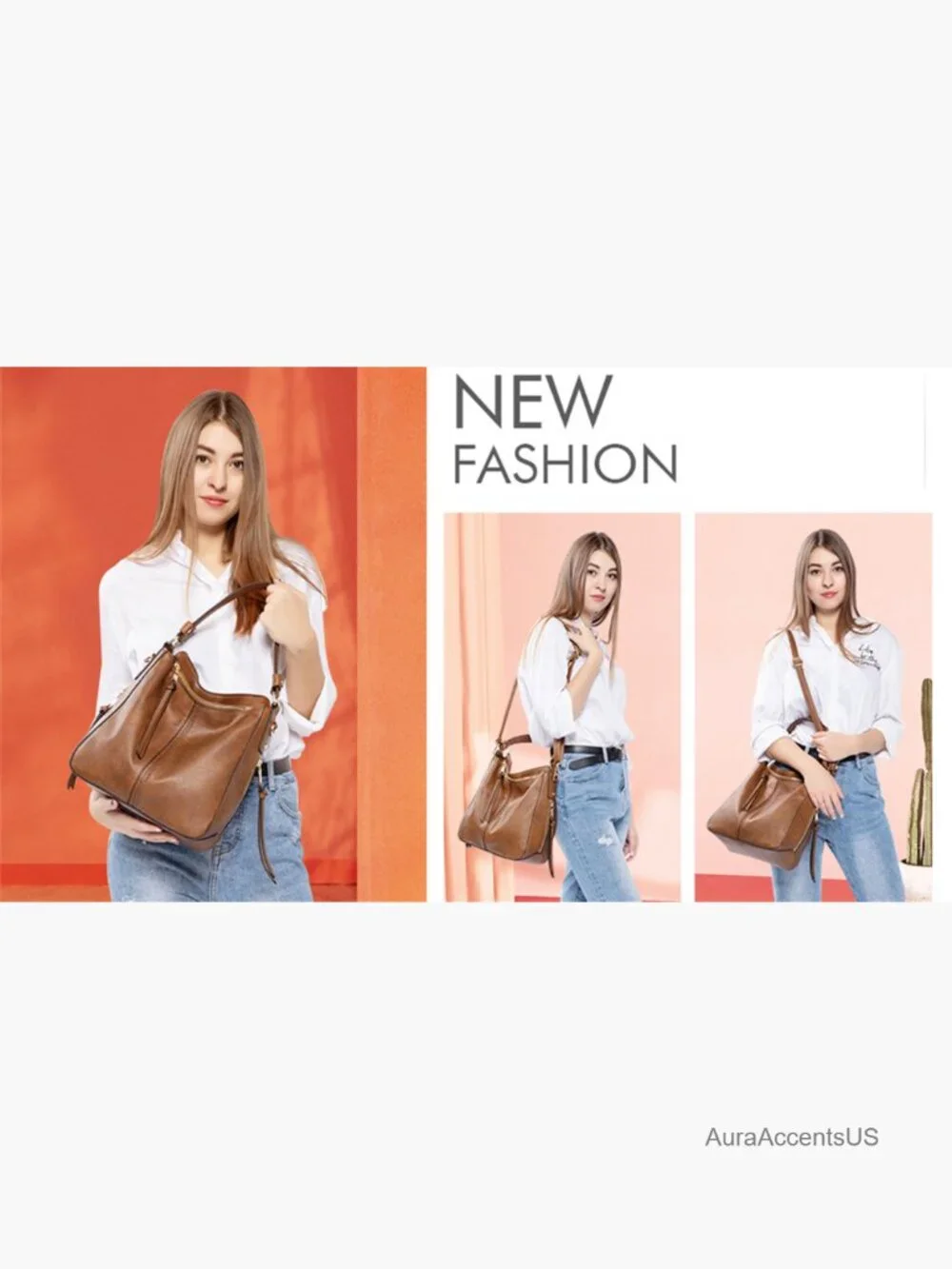 Faux Leather Hobo Crossbody Bag Large Capacity Shoulder Purse
